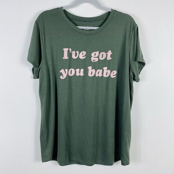 Isabel Maternity Size XL I've Got You Babe Graphic Tee T-Shirt Top Green - Picture 1 of 4